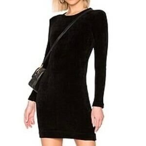 ENZA COSTA Revolve Chenille Mini Dress Black L/S Whimsigoth Punk Edgy Witchy S